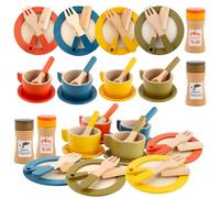 26 Pièces Accessoires de cuisine pour enfants en bois, Cuisine en Bois Enfant Jouet Bois Couvert Vaisselle pour Dinette Enfant, Chef Jeu de Rôle Éducatifs de 3+ Ans, Cadeau Parfait pour Filles Garçons