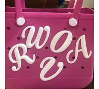 26 pièces Accessoires de sac de plage en caoutchouc avec alphabet anglais, pochette perforée en matériau EVA, convient pour la décoration de sac de plage L,M,S,A,B,C,D,E,F,G,H,I,J,K,N,O,P,Q,R.,T,U,V,W