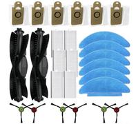 26 pièces de rechange pour aspirateur robot Honiture Q6-SE, y compris 2 brosses principales, 6 lingettes, 6 sacs à poussière, 6 filtres HEPA, 6 brosses latérales