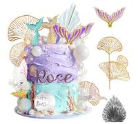 26 Pièces Decoration Gateau Anniversaire de Sirène Set, Glitter Décorations de Gâteaux en Forme de Sirène, pour Fille Décorations de Gâteau Sirene Thème Deco Gateau pour Fête à Thème Océan