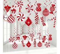 26 pièces décorations de plafond, décorations de tourbillon en aluminium à suspendre de Noël, décorations de plafond en bonbons