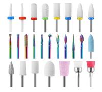 26 Pièces Embouts Céramiques Forets à Ongles Bits Diamant Set Professionnel Supprimer Gel Acrylique Cuticule de Céramique Lime Pour la Maison, le Salon, la Manucure et la Pédicure
