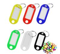 26 Porte Clef Etiquette, Porte-Clés en Plastique 6 Couleurs, Porte clés couleur étiquette Inscriptibles pour clés de maison, étiquettes à bagages, de Nom D'animal de Compagnie Étiquettes