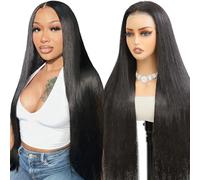 26 Pouces 200% Densité Straight Perruque femme naturelle 9X6 HD Max Part Lace Perruque Cheveux Humain Sans Colle Glueless Wig human Hair Pré-pincé pré-coupé For Women Friendly To Beginners(66cm)