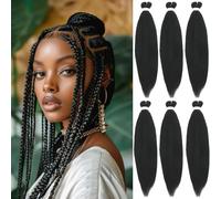 26 Pouces Long Meches Pour Tresses Africaine Rajout Cheveux Tressés Pré-étirés Ombre Brun Foncé Easy Braids Meches Extensions 6 Paquets Synthétique Yaki Nattes Cheveux(2#)
