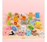 26 Puzzle En Bois Pour Enfants, Jouets En Forme D'Animal De Dessin Animé, Alphabet, Blocs De Construction Cognitifs Assortis