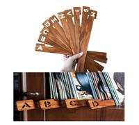 26 séparateurs de lettres A-Z, séparateurs de livres, serre-livres, séparateurs de disques vinyles en bois, intercalaires,étagère antidérapante, adaptés aux écoles, bibliothèques,support livre，