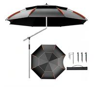 260/240 / 220cm grand parasol, parasol pêche coupe - vent Protection UV 50 +, parasol incliné pointe de sol, parasol voyage/camping/randonnée, orange-2.6m