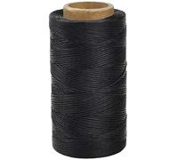260 m Fil Ciré, Cuir À Coudre Fil, Filetage Cordon Ciré pour Bracelet, Corde Cirée Cuir pour Bricolage Artisanat, Chaussures Bagages, 1mm, Polyester (Noir)