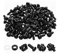 260 Pcs/130 Set Vis et Ècrous à Cages Noirs pour Armoires Réseau, M6 Écrous et Vis pour Cage pour Baie de de Serveur en Rack, Armoires de Serveurs, Écrous et Boulons Captifs