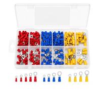 260 Pièces Cosses Électriques à Sertir, Assortiment de Cosses Anneau 0,5 à 6,0 mm², Contacts en Cuivre pour Connexion de Fils, Voiture, Garage, Atelier, Maison et Réparation