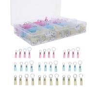 260 Pièces Kit de Cosses Annulaires Thermorétractables 22-10 Awg | Identification Codée Couleur, Structure Ronde, Fer et Plastique, pour Bateaux, Câblage Extérieur, Marine
