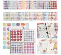 2600 Pcs Autocollants Washi Aquarelle Pastille Autocollants Colorés Auto-Adhésives, Gommettes Autocollantes Rondes Washi Étiquettes Rondes Pour Scrapbooking Calendriers Agendas Mémo (8 Mm,15 Mm)