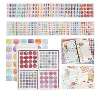 2600 Pcs Autocollants Washi Aquarelle Pastille Autocollants Colorés Auto-Adhésives, Gommettes Autocollantes Rondes Washi Étiquettes Rondes pour Scrapbooking Calendriers Agendas Mémo (8 mm,15 mm)
