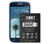 [2600mAh] Batterie de remplacement ultra haute capacité pour Samsung Galaxy S3 EB-L1G6LLU, Verizon I535, Sprint L710, AT&T I747, R530, LTE I9305, T999 2600 mAh