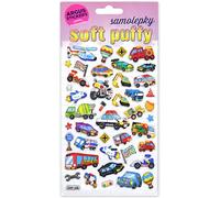 2605-0011 Stickers en relief 3D Rebondis Transports et Chantiers Autocollants décoratifs Format 11x20,5cm pour Enfants Garçons Filles - Voiture de Police de Course Moto Camions Bus hélicoptère Avions