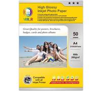 260gsm 50 Sheets A4 Size Inkjet Photo Paper Instant Dry High Gloss White Waterproof Photo Sheets