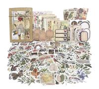 260PCS Autocollants Vintage Papier de Scrapbooking Décoratif Fournitures de Scrapbooking Plante Fleurs Feuilles Autocollants Rétro Washi Sticker pour Journal Cahier Artisanat Album Photo