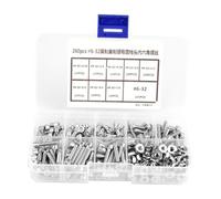 260PCS / SET # 6-32 Kit D'assortiment à Vis Hexarrière, Socket Hex Stands Vis Bolts Boulons Kit de Lave-glace, 304 Acier Inoxydable