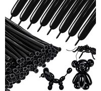 260q Lot de 100 ballons longs en latex pour anniversaire, mariage, fête de Noël (noir)