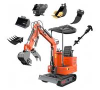 2650lb Mini Excavator with 13.5HP Gas Engine - Dual Joystick Pilot Control Digger with Hydraulic Thumb- for Garden, Farm, Yard Landscaping(6attachments)