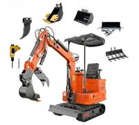 2650lb Mini Excavator with 13.5HP Gas Engine - Dual Joystick Pilot Control Digger with Hydraulic Thumb- for Garden, Farm, Yard Landscaping(7attachments)