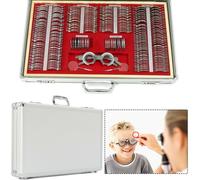 266 pièces Ensemble de lentilles de test bord métallique Optométrie Retinoscopy Rack Lentille Set Boîte d'optométrie en aluminium Cadre de test gratuit