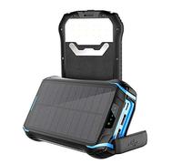 26800Mah Banque d’Alimentation Solaire Chargeur Rapide Batterie Externe Portable étanche, Lampe de Poche, Bleu