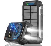 26800mAh Batterie Externe Powerbank Solaire Magnétique sans Fil avec 4 câbles intégrés,USB C 30W 7 Sorties Charge Rapide Chargeur Externe,avec SOS Lampe Torche pour TéléphonesTablettes Camping