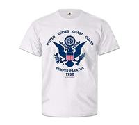 #26822 T-shirt avec blason de garde-côte US Coast Guard - Blanc - Small