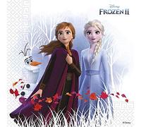 2687 - Lot de 20 serviettes en papier Disney La Reine des Neiges, Olaf, idéales pour les fêtes et les anniversaires, dimensions pliées en 4 (16,5 x 16,5 cm)