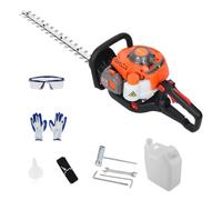 26CC Gas Hedge Trimmer, Powerful Dual Sided Blade Garden Hedge Pruner with 60cm Cutting Length, Ergonomic Handle, Lightweight Brush Cutter for Shrubs and Thick Branches Orange
