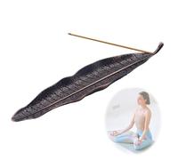 26CM Porte-Encens Support Encens Baton en Forme Feuille Porte Encens Support D’encens Métallique Brûleur D'encens en Feuille pour Maison Bureau Yoga Méditation