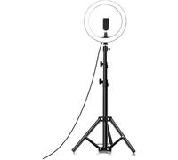26cm Studio Live Led Ring Light+upport de téléphone antidérapant + Kit de trépied pliable 120cm pour téléphone Selfie Light Photo