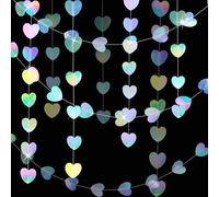 26Ft Guirlande Papier Coeur Irisé - GREATRIL 4 Pièces Guirlande Anniversaire Banderole pour Fiançailles Nuptiale Mariage Douche Nuptiale Saint Valentin Mères Fête