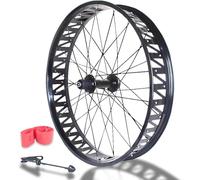 26in Fat Bike Roue Avant 4.0/4.9 '' Pneu Snow Bike Roue Arrière Alliage D’Aluminium Plage Vélo Paire De Roues Moyeux De Frein à Disque QR 135mm / 190mm 36h, Anodic Black, 26in Rear
