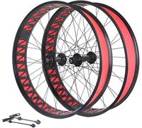 26in Fat Bike Roue Avant 4.0/4.9 '' Pneu Snow Bike Roue Arrière Alliage D’Aluminium Plage Vélo Paire De Roues Moyeux De Frein à Disque QR 135mm / 190mm 36h, Anodic Black, 26in A Pair