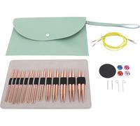 26pcs Aiguilles à tricoter circulaires interchangeables - set 3,0 à 10,0 mm amovible or rose avec câble et boîtier