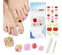 26PCS Bandes d'Ongles d'Orteils, Autocollant d’Ongles Vernis à Ongles, Auto-Adhésifs Gel UV Ongles d'Orteils Autocollants Couverture Complète Manucure Décoration pour Femme Fille(Fleurs Murmurent)