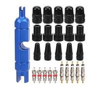 26Pcs Bike Valve Core Set American French Valve Core Adapter Valve Cap Bicycle Pump Accessories Multifunctional Tool Kit for Bicycles Cars Aluminum Material