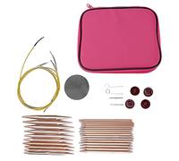 26pcs Ensemble D'Aiguilles à Tricot Circulaire Interchangeable en or Rose, Kit de Crochet en Aluminium de 26 Pièces avec Boîtier de Stockage et Câble D'extension, Aiguilles