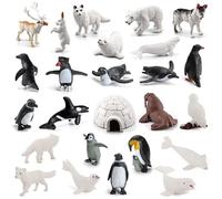 26PCS Figurine Animaux Polaire, Figurines D'Animaux De L'Arctique, Animaux Polaires Réalistes En Plastique, Modèle D'action De Pingouin, Figurines Miniatures Marins Pour Décoration De Gâteaux