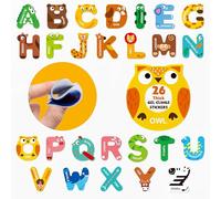 26PCS Lettres majuscules Gel Décalcomanies, Stickers d'animaux de l'alphabet épais amovibles réutilisables pour enfants adultes décoration de la maison (Non comestible)