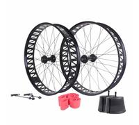 26x4.0/4.9" Fat Bike Roues Avant Et Arrière 135/190mm QR Jantes en Alliage D'aluminium Neige/Plage/E Bikes Paire De Roues De Frein À Disque, Cassette 7/8/9/10/11/12 Vitesses, 36 Trous(Black)