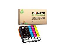 COMETE CONSOMMABLE 26XL Pack de 5 Cartouches d'encre compatibles avec EPSON 26XL T26 C13T26364010 T2636 = T2621 + T2631 + T2632 + T2633 + T2634 - 1 Noir + 1 Photo Noir + 1 Cyan + 1 Magenta + 1 Jaune Noir