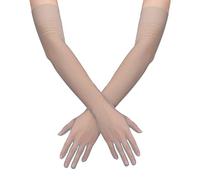 27.6inch Femmes Gants longs Longueur du coude extensible Transparent Long Tulle Gants Mesh Costume Gants pour Halloween Cosplay Opéra Mariage Douche nuptiale Bal (Gris)