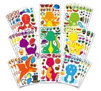 27 Pcs Autocollants Dinosaures, Gommettes Enfant, Autocollants DIY Animaux Fais une Tête pour Enfants, Kit Cadeau de Fête avec Thème Dinosaure, Fournitures de Fête, Récompenses Scolaires