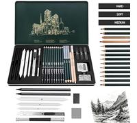 27 Pcs Kit Dessin Professionnel, Crayons à Dessin Professionnels | Kit de Dessin Complet, Crayons à Croquis, avec Crayon Graphite, Pour Debutant ou Professionnel