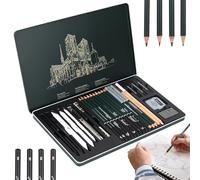 27 Pcs Kit Dessin Professionnel, Estompeur Dessins, Crayons à Dessin pour Artistes, Crayon Graphite(2H - 8B) et Fusain, Crayons à Croquis pour Ombrage et Croquis Professionnels