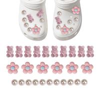 27 Pièces Charmes de Chaussure Breloques Crocs, Accessoires de Chaussure en Strass avec Pins Fleurs Colorées pour Femmes Filles - DIY Décorations pour Sabots, Chaussures et Sacs
